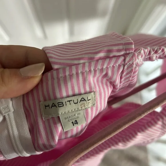 Habitual Pink Striped One-Shoulder Dress, Sz 14 Girls - Picture 6 of 7